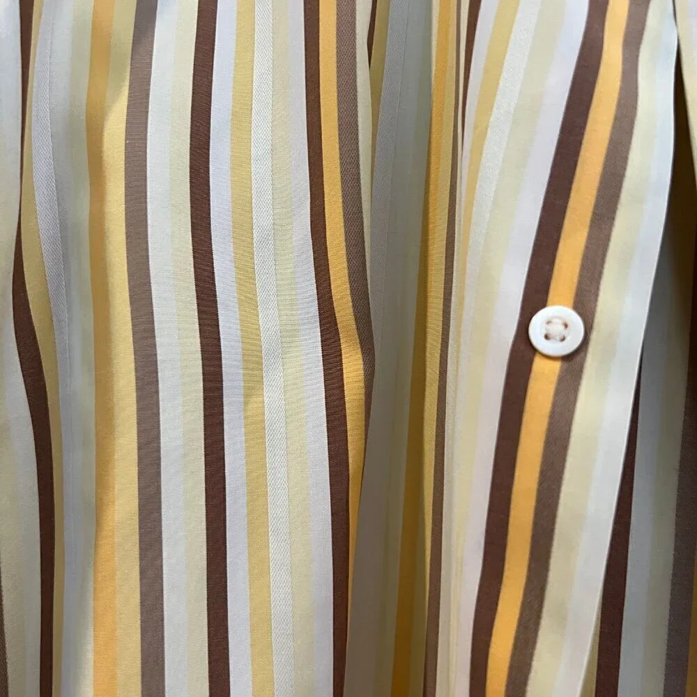 Men's Banana Republic Brown&Yellow Striped Long Sleeve Button Down Shirt Size XL